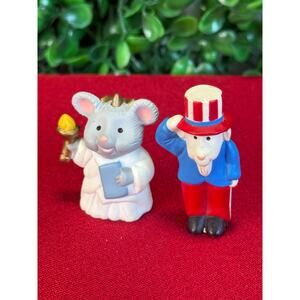 Bundle 1992 Hallmark Merry Miniatures Patriotic Figure Uncle Same Statue Liberty